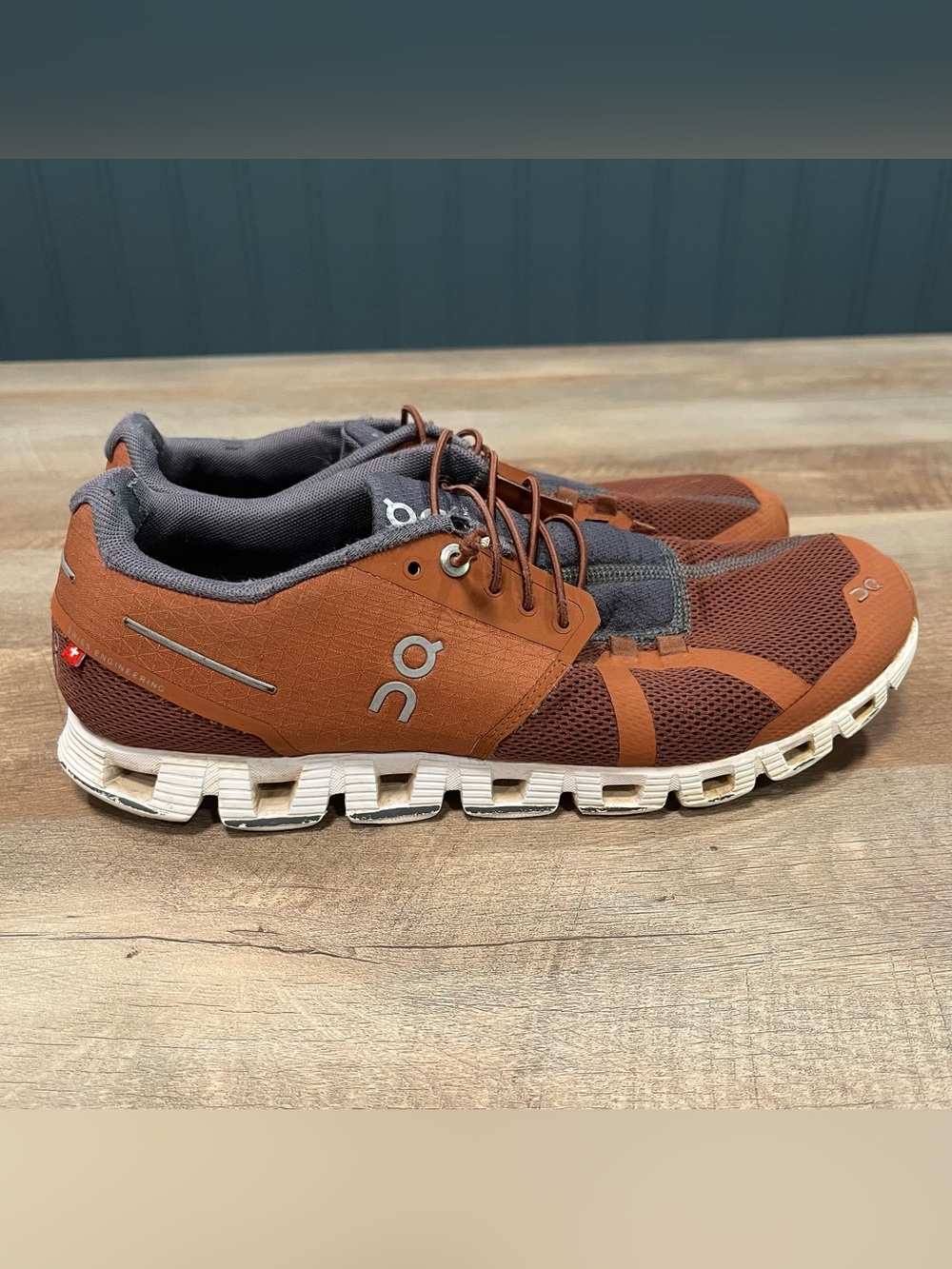 On Running Men's Sneakers in Rust Brown and Charcoal
